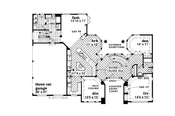 Floor Plan - Main Floor for European House Plan #47-480 - 4 bed, 5 bath