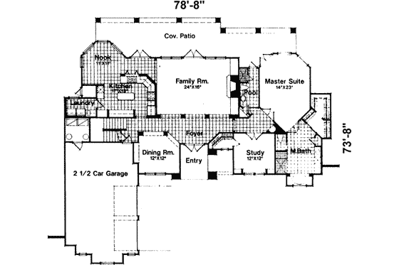 Floor Plan - Main Floor for European House Plan #135-128 - 3 bed, 4 bath