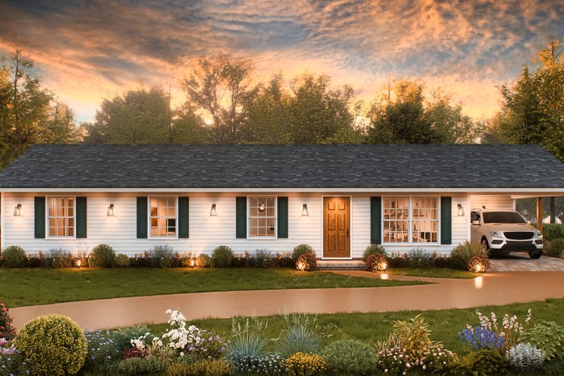House Blueprint - Bungalow Exterior - Front Elevation Plan #54-604