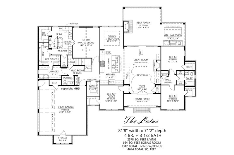 Dream House Plan - Floor Plan - Main Floor for Farmhouse House Plan #1074-84 - 4 bed, 3.5 bath