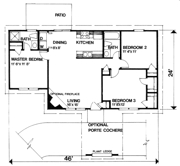 Architectural House Design - Ranch Floor Plan - Main Floor Plan #30-108