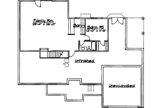 Floor Plan - Lower Floor for Traditional House Plan #31-106 - 3 bed, 2 bath