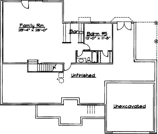 House Blueprint - Traditional Floor Plan - Lower Floor Plan #31-106
