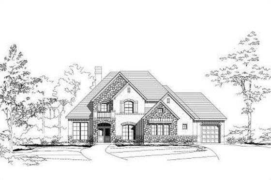 Exterior - Front Elevation for European House Plan #411-638 - 4 bed, 3.5 bath