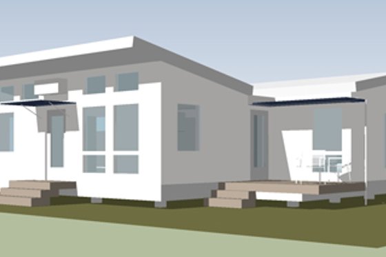 Exterior - Front Elevation 3 for Modern House Plan #486-2 - 1 bed, 1 bath