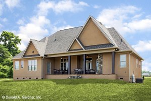 Exterior - Rear Elevation for European House Plan #929-957 - 3 bed, 3 bath