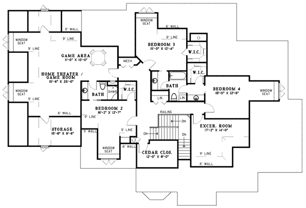 House Plan Design - European Floor Plan - Upper Floor Plan #17-569