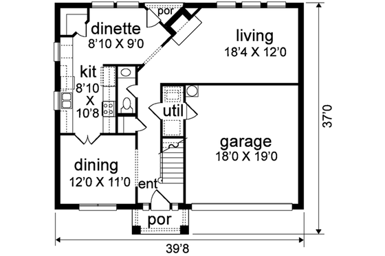 Floor Plan - Main Floor for Traditional House Plan #84-164 - 4 bed, 3 bath