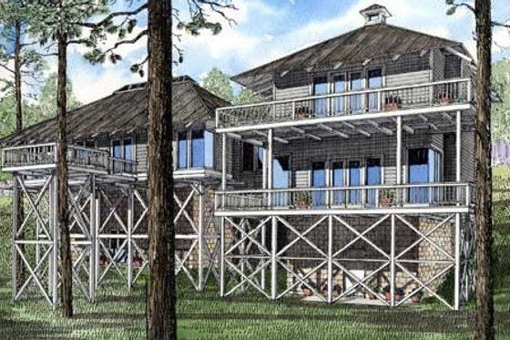 Exterior - Rear Elevation 5 for Southern House Plan #17-559 - 2 bed, 2.5 bath