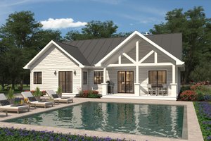 Exterior - Rear Elevation for Ranch House Plan #427-11 - 3 bed, 2 bath