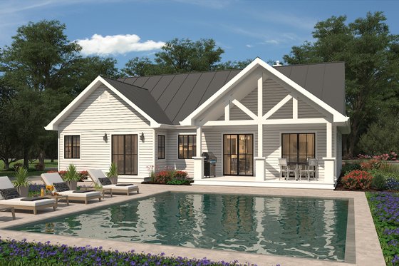 Exterior - Rear Elevation for Ranch House Plan #427-11 - 3 bed, 2 bath