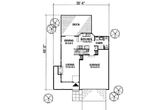 Floor Plan - Main Floor for Traditional House Plan #50-217 - 3 bed, 2.5 bath