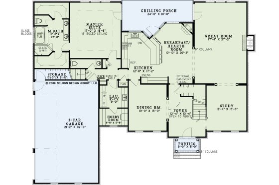 Floor Plan - Main Floor for Colonial House Plan #17-1182 - 5 bed, 3.5 bath