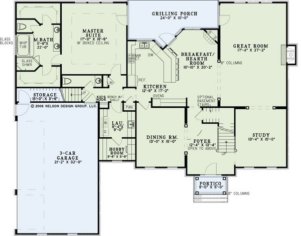House Design - Colonial Floor Plan - Main Floor Plan #17-1182