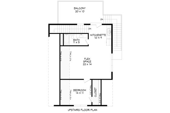 Floor Plan - Upper Floor for Traditional House Plan #932-963 - 1 bed, 1 bath
