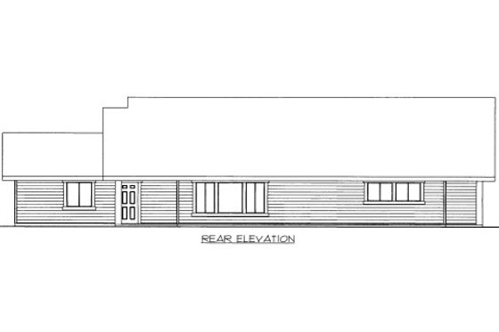Exterior - Rear Elevation for Ranch House Plan #117-780 - 3 bed, 2 bath