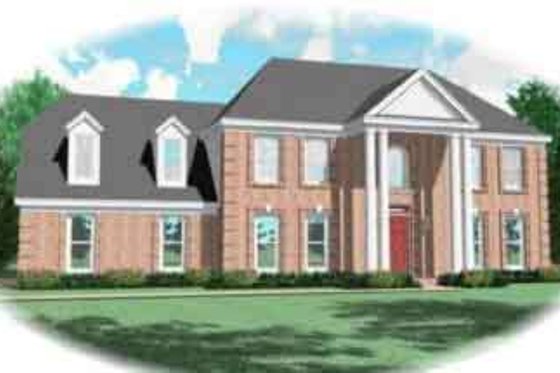 Exterior - Front Elevation for Colonial House Plan #81-488 - 4 bed, 2.5 bath