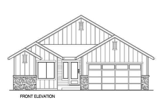 Exterior - Front Elevation 3 for Farmhouse House Plan #569-42 - 2 bed, 2 bath