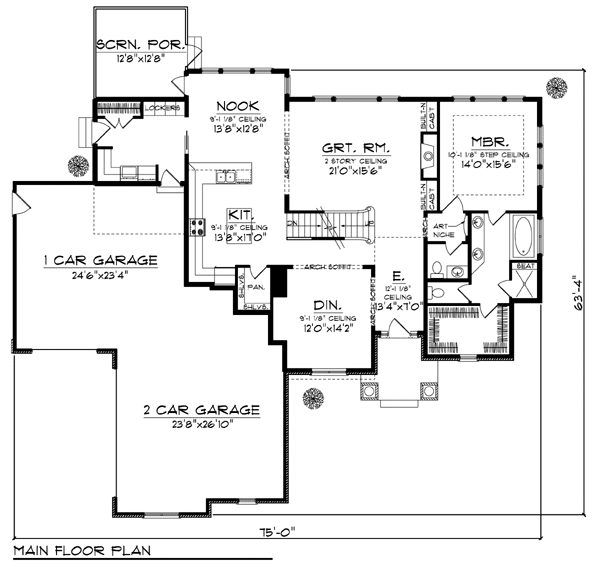 Bungalow Floor Plan - Main Floor Plan #70-922