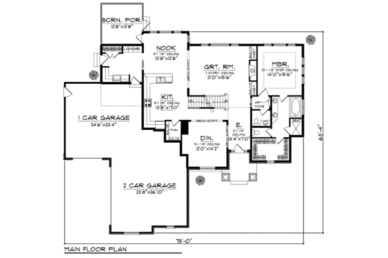 Dream House Plan - Floor Plan - Main Floor for Bungalow House Plan #70-922 - 4 bed, 3.5 bath