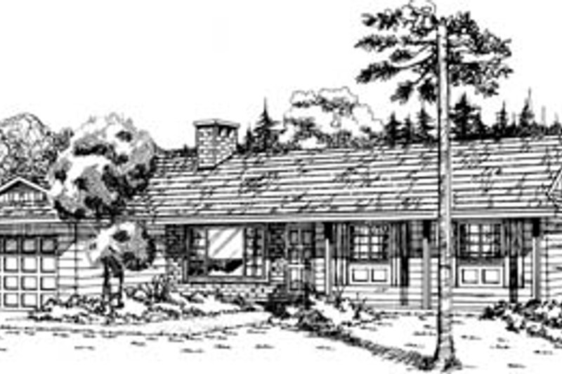 Ranch Style House Plan - 3 Beds 2 Baths 1377 Sq/Ft Plan #47-519 Exterior