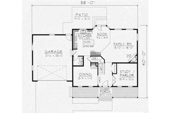 Floor Plan - Main Floor for Country House Plan #112-128 - 3 bed, 2.5 bath