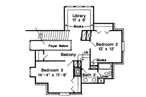 Floor Plan - Upper Floor for European House Plan #410-390 - 3 bed, 2.5 bath