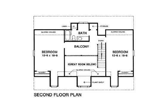Floor Plan - Upper Floor for Country House Plan #10-207 - 3 bed, 2 bath