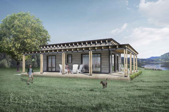 Exterior - Rear Elevation for Cabin House Plan #924-7 - 1 bed, 1 bath