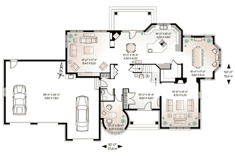 Dream House Plan - Floor Plan - Main Floor for European House Plan #23-413 - 3 bed, 3.5 bath