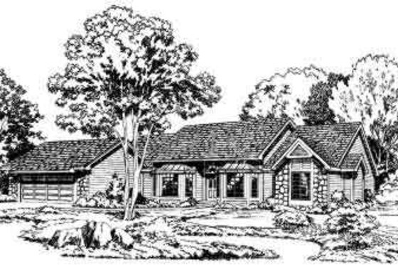 Exterior - Front Elevation for European House Plan #312-354 - 3 bed, 2 bath