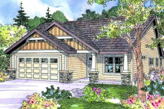 Exterior - Front Elevation for Craftsman House Plan #124-693 - 3 bed, 2 bath