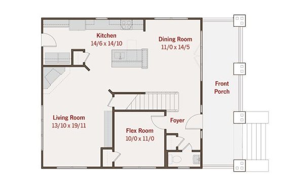 Floor Plan - Main Floor for Craftsman House Plan #461-32 - 3 bed, 2.5 bath