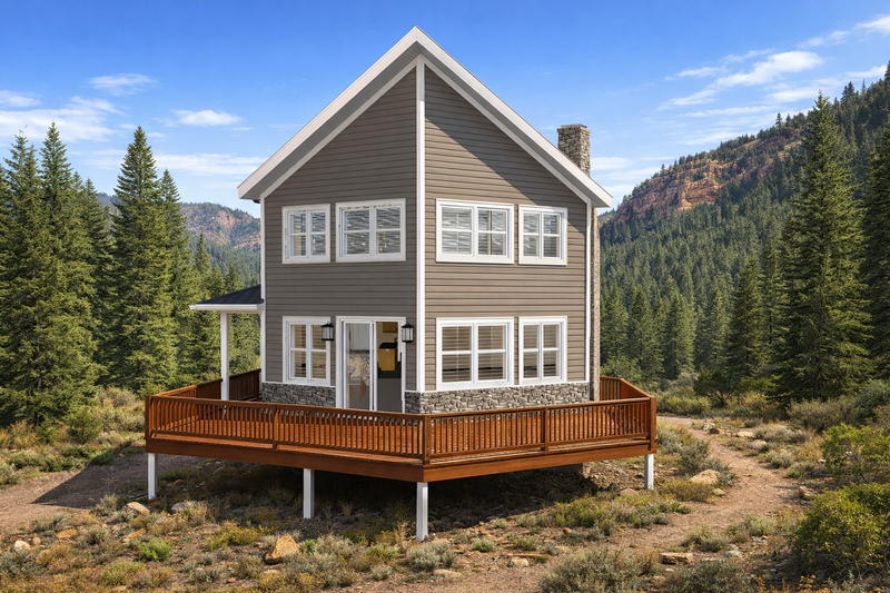House Design - Exterior - Rear Elevation for Cabin House Plan #1060-451 - 4 bed, 3 bath