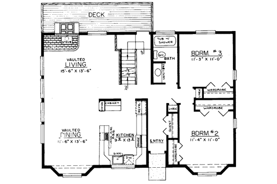 Floor Plan - Main Floor for Traditional House Plan #303-116 - 4 bed, 3 bath