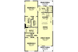 Floor Plan - Main Floor for Farmhouse House Plan #430-254 - 2 bed, 2 bath