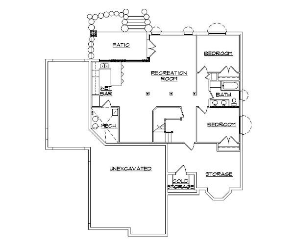 Architectural House Design - European Floor Plan - Lower Floor Plan #5-391