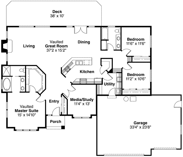 Architectural House Design - Modern Floor Plan - Main Floor Plan #124-278