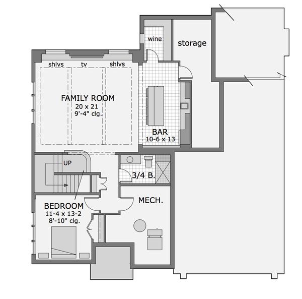 Craftsman Floor Plan - Lower Floor Plan #51-565