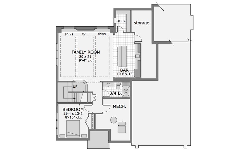 Dream House Plan - Floor Plan - Lower Floor for Craftsman House Plan #51-565 - 4 bed, 3.5 bath