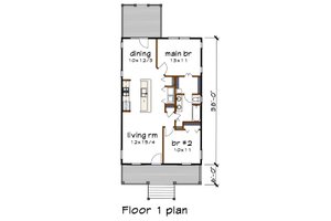 Floor Plan - Main Floor for Cottage House Plan #79-111 - 2 bed, 1 bath