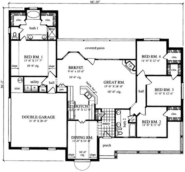 Colonial Floor Plan - Main Floor Plan #42-299