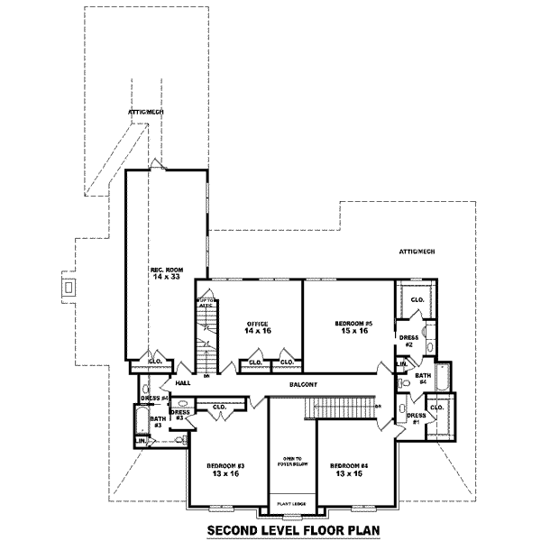 Colonial Floor Plan - Upper Floor Plan #81-1644