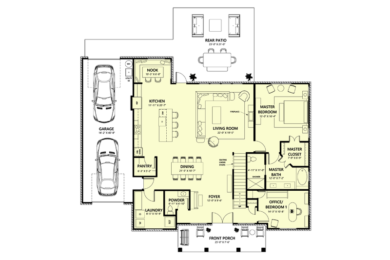 Dream House Plan - Floor Plan - Main Floor for Southern House Plan #1123-1 - 4 bed, 2.5 bath
