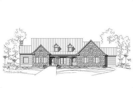 Exterior - Front Elevation for Traditional House Plan #411-375 - 4 bed, 3 bath