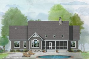 Exterior - Rear Elevation for Craftsman House Plan #929-1047 - 4 bed, 3 bath