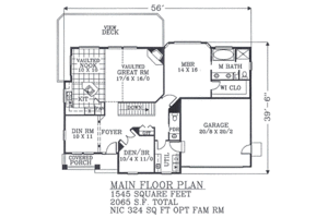 Floor Plan - Main Floor for Craftsman House Plan #53-228 - 4 bed, 2.5 bath