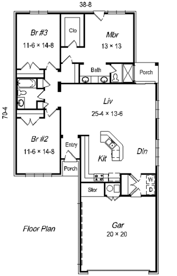 Ranch Floor Plan - Main Floor Plan #329-200