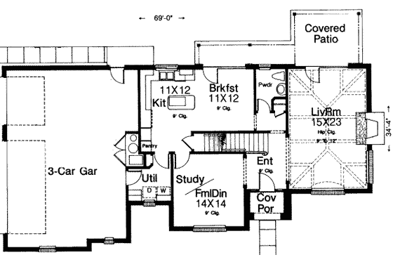 Floor Plan - Main Floor for Colonial House Plan #310-804 - 3 bed, 2.5 bath