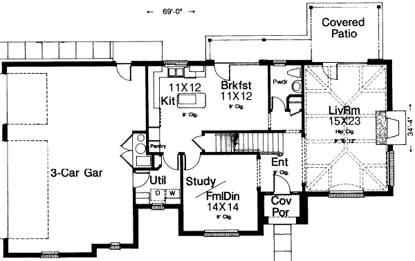 Colonial Floor Plan - Main Floor Plan #310-804
